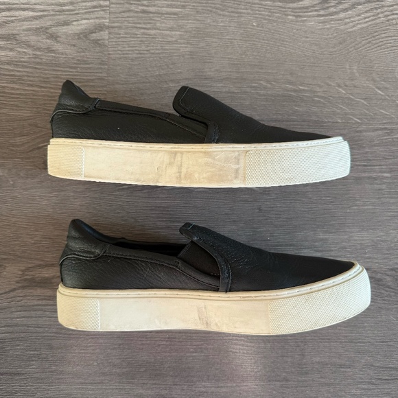 UGG Black Leather Slip Ons Sneakers - Picture 1 of 3